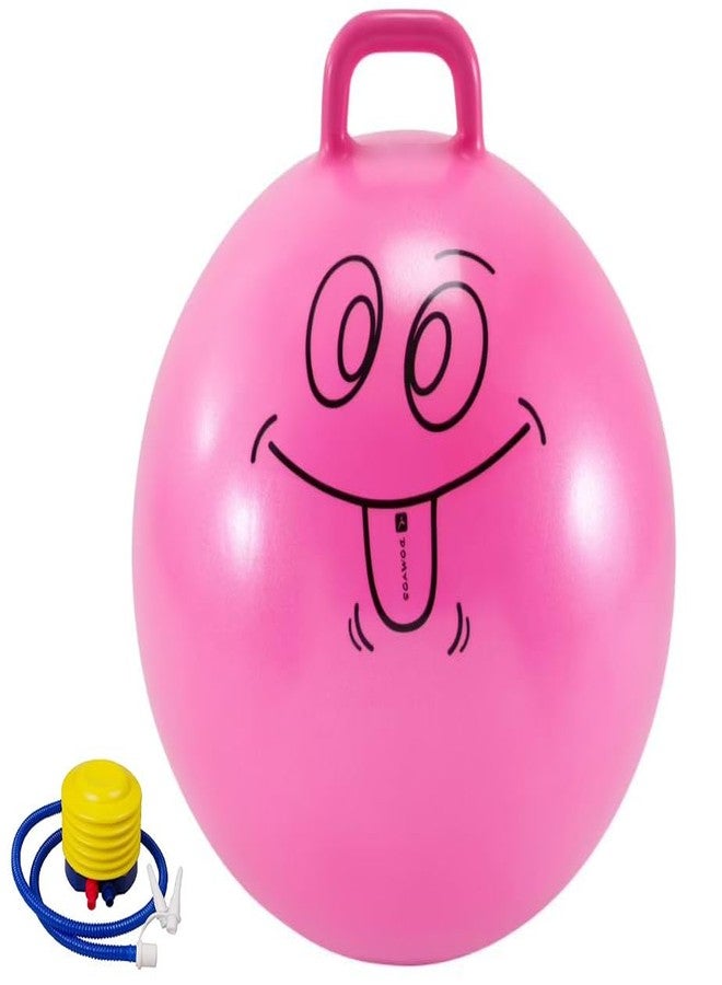 Abhsant Bouncing Space Hopper Ball Hop Hopping Inflatable Bouncer Hoppity Hop Jumping Children Yoga Outdoor Game Hopper Jump N Bounce Retro Ball Handle Bouncy Kids (65 CM) (Pink) - Image 1